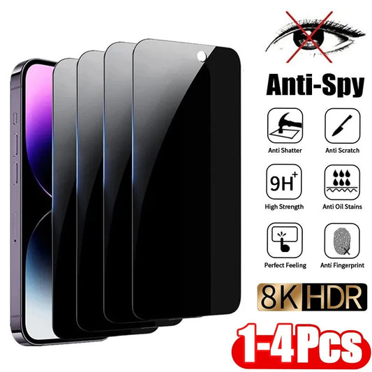 4 pack Anti-spy Tempered Glass for IPhone 15, 14 and 13 pro max