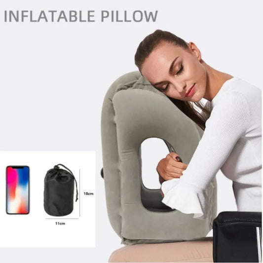 Inflatable Air Cushion Travel Pillow Headrest