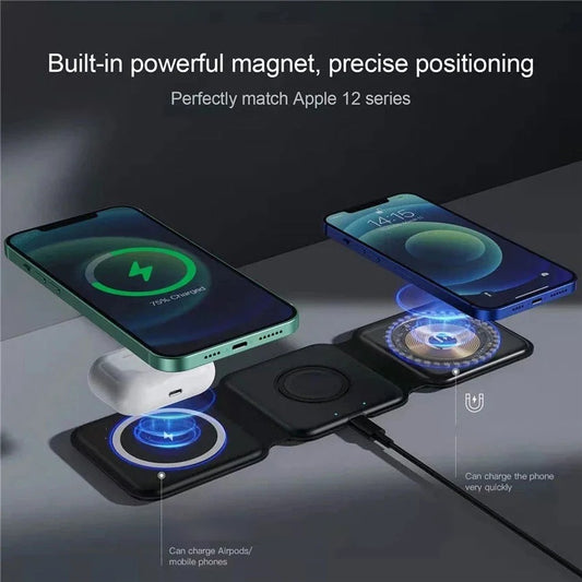 3 in 1 Foldable Magnetic Wireless Charger Pad Stand